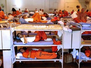 Each inmate has a mattress and a locker that can be locked