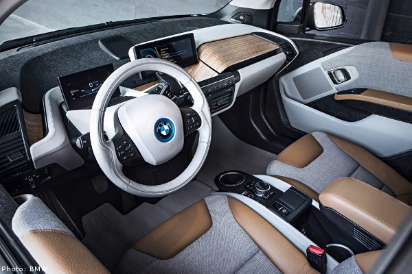 Hemp and kenaf materials contribute to the i3's natural looking interior.  